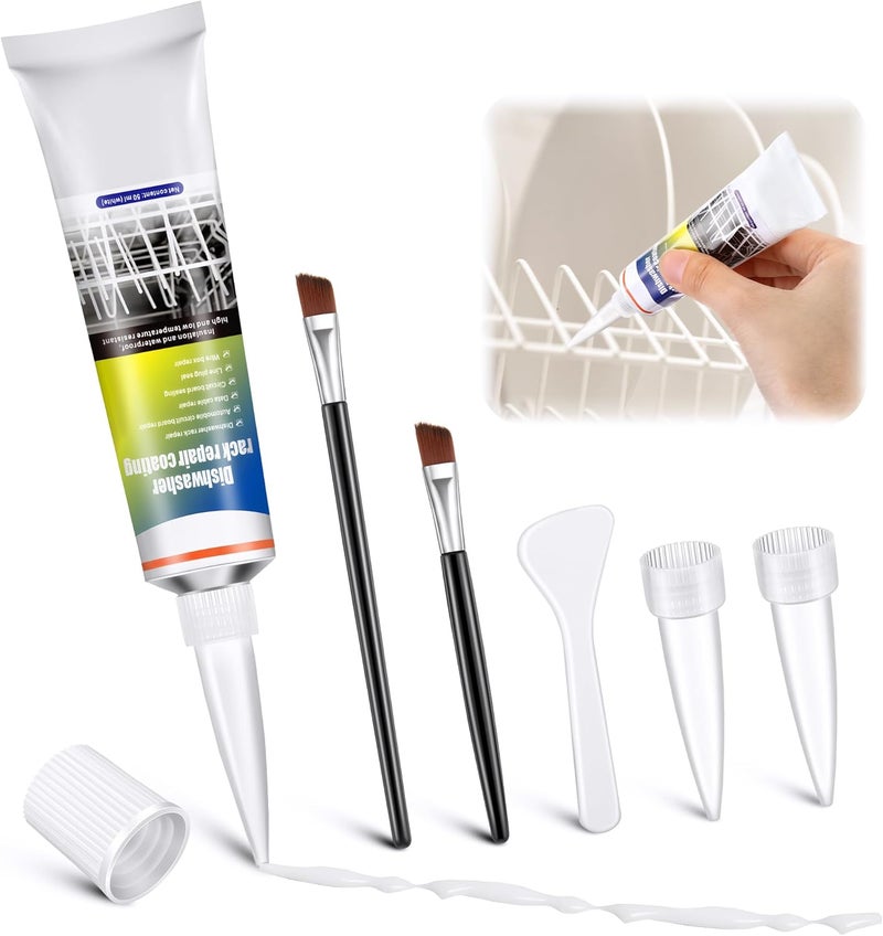Avenuebool 1.7oz Dishwasher Rack Repair Coating, White Dishwasher Vinyl Rack Rust Touch Up Paint Kit, Insulation and Waterproof, High and Low Temperature Resistant - Image 1